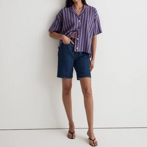 Madewell 100% Linen Button-Up Camp Shirt in Stripe